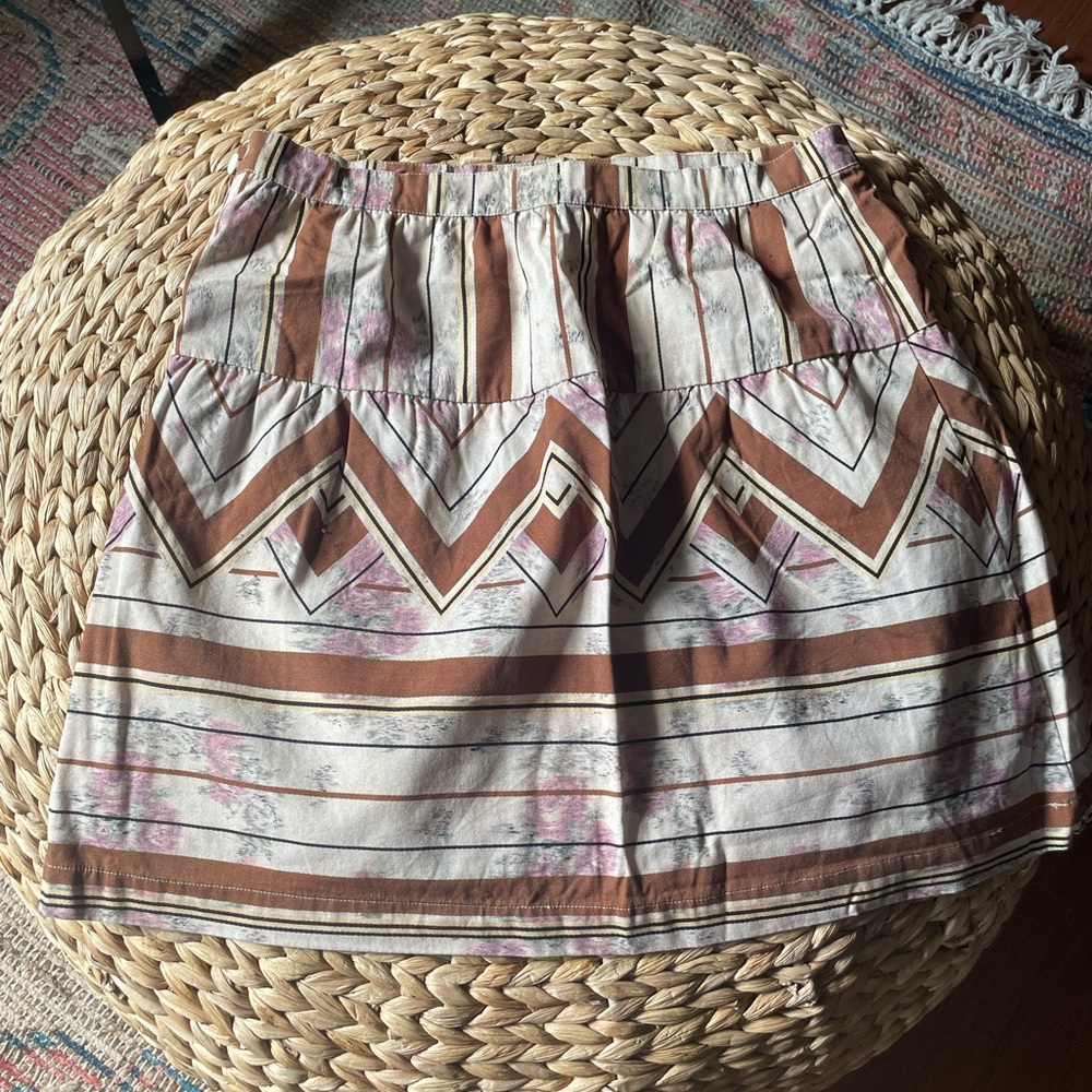 Anthropologie Brown and Cream A-Line Skirt